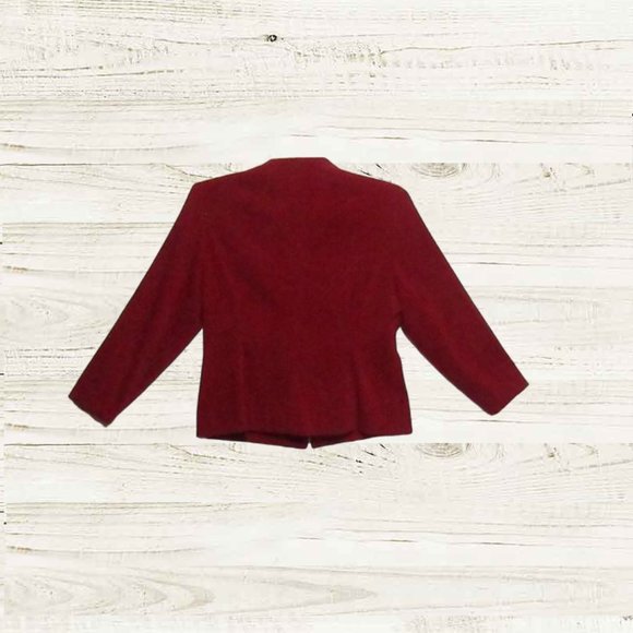 Amanda Smith  ize 14P womens blazer jacket long sleeves dk red faux suede - Picture 7 of 13